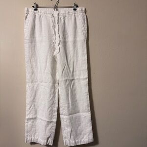 Charter Club white wide leg linen oant Size L